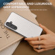 For Samsung Galaxy S24+ 5G ABEEL Genuine Leather Wave Black Edge Phone Case(Grey)