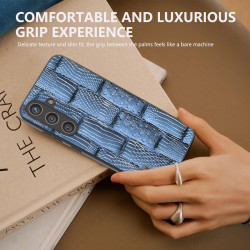 For Samsung Galaxy S24+ 5G ABEEL Genuine Leather Mahjong Texture Series Phone Case(Blue)