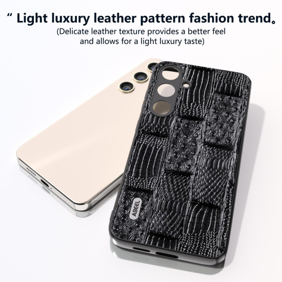 For Samsung Galaxy S24+ 5G ABEEL Genuine Leather Mahjong Texture Series Phone Case(Green)