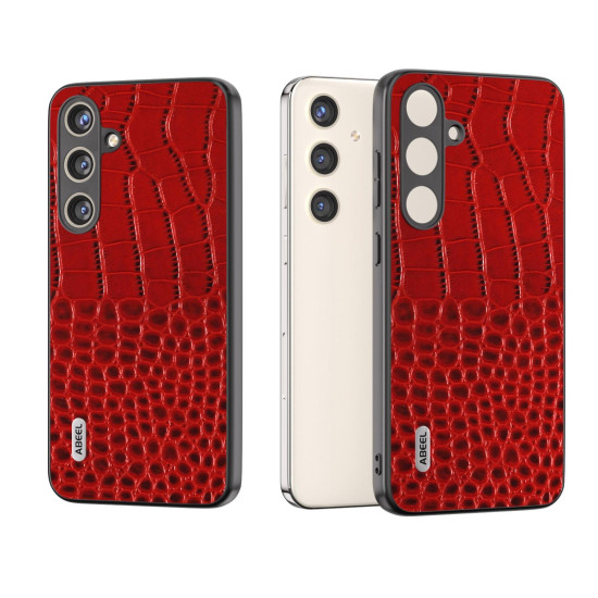 For Samsung Galaxy S24+ 5G ABEEL Genuine Leather Crocodile Pattern Phone Case(Red)