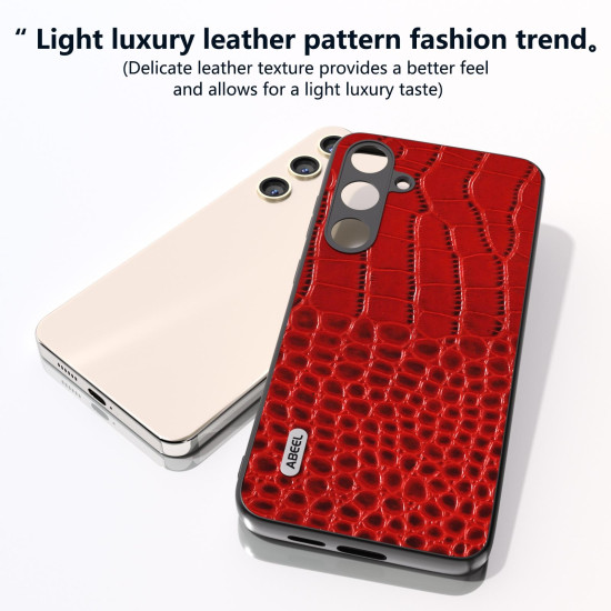 For Samsung Galaxy S24+ 5G ABEEL Genuine Leather Crocodile Pattern Phone Case(Red)