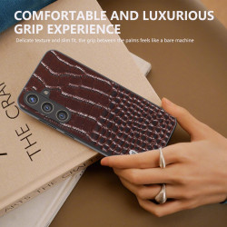 For Samsung Galaxy S24+ 5G ABEEL Genuine Leather Crocodile Pattern Phone Case(Coffee)