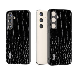 For Samsung Galaxy S24+ 5G ABEEL Genuine Leather Crocodile Pattern Phone Case(Black)