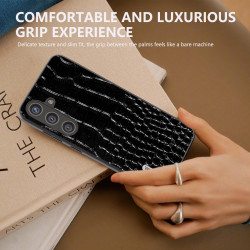 For Samsung Galaxy S24+ 5G ABEEL Genuine Leather Crocodile Pattern Phone Case(Black)