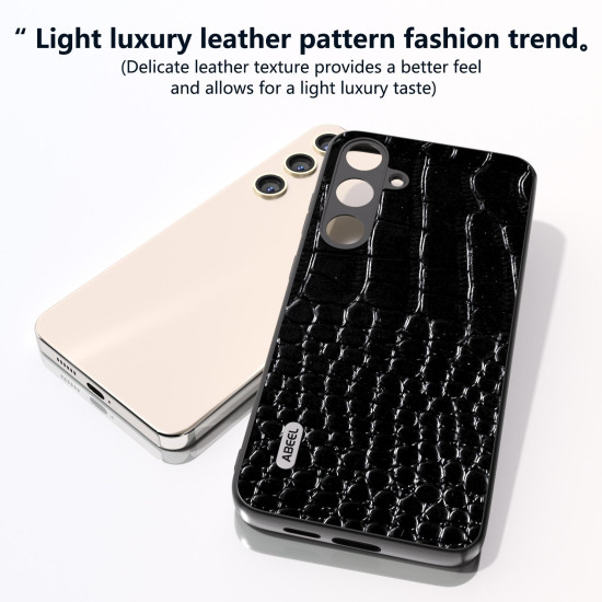 For Samsung Galaxy S24+ 5G ABEEL Genuine Leather Crocodile Pattern Phone Case(Black)