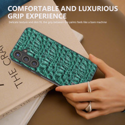 For Samsung Galaxy S24+ 5G ABEEL Genuine Leather Sky Series Phone Case with Holder(Green)