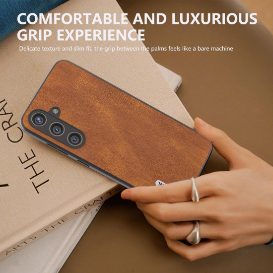 For Samsung Galaxy S24+ 5G ABEEL Retro Texture PU Phone Case(Brown)