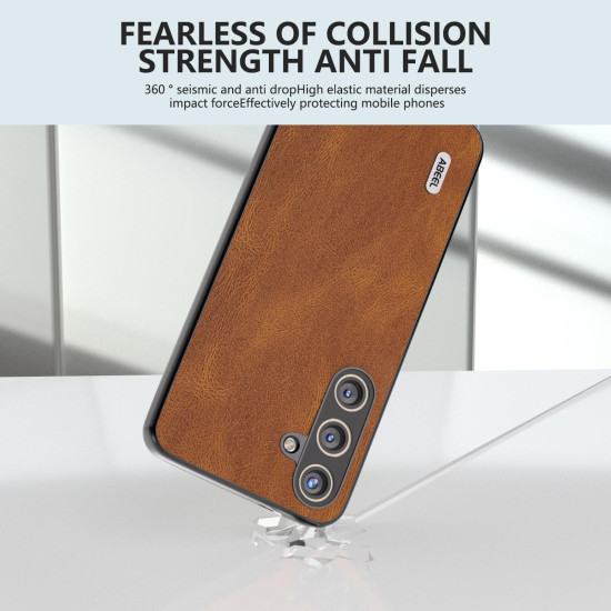 For Samsung Galaxy S24+ 5G ABEEL Retro Texture PU Phone Case(Brown)