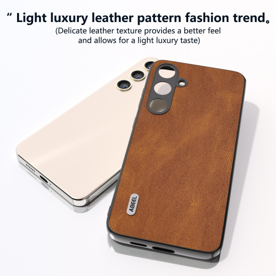 For Samsung Galaxy S24+ 5G ABEEL Retro Texture PU Phone Case(Brown)
