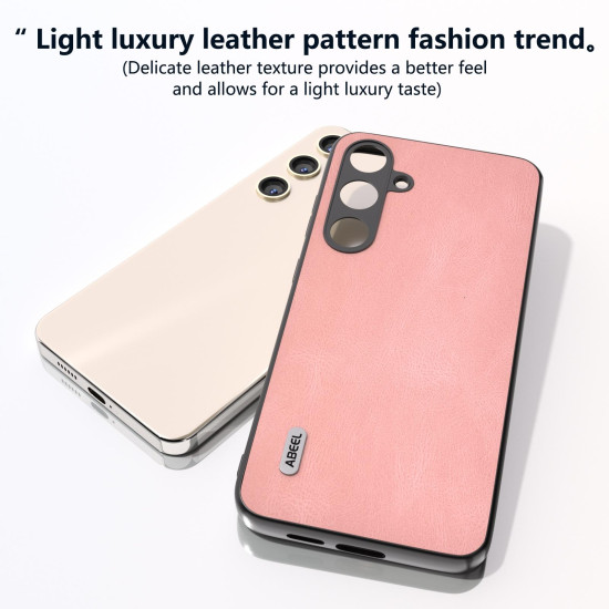 For Samsung Galaxy S24+ 5G ABEEL Retro Texture PU Phone Case(Pink)