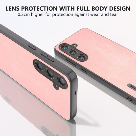 For Samsung Galaxy S24+ 5G ABEEL Retro Texture PU Phone Case(Pink)