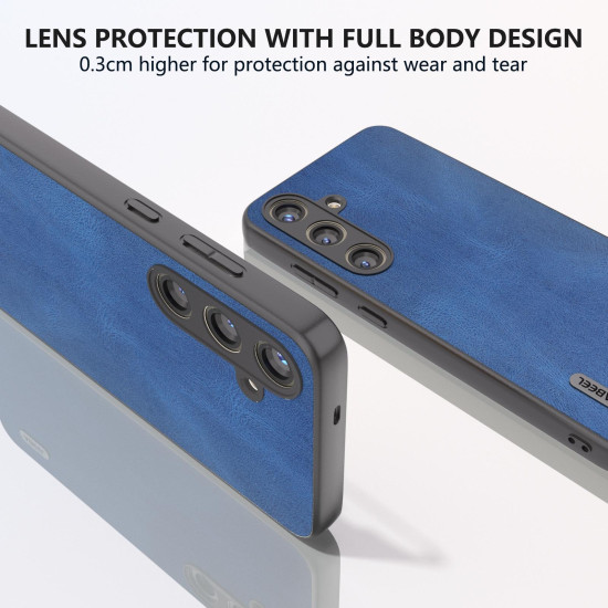 For Samsung Galaxy S24+ 5G ABEEL Retro Texture PU Phone Case(Blue)