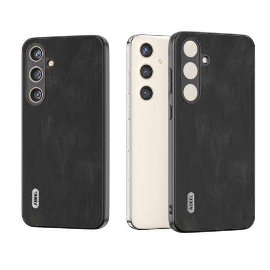 For Samsung Galaxy S24+ 5G ABEEL Retro Texture PU Phone Case(Black)