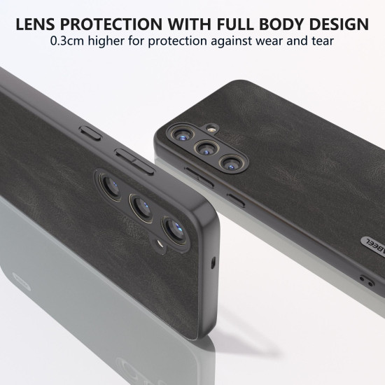 For Samsung Galaxy S24+ 5G ABEEL Retro Texture PU Phone Case(Black)