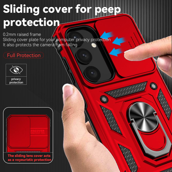 For Samsung Galaxy S24+ 5G Sliding Camshield Holder Phone Case(Red)