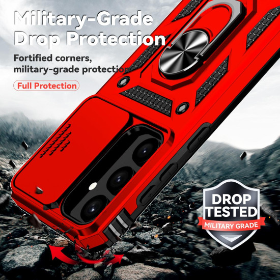For Samsung Galaxy S24+ 5G Sliding Camshield Holder Phone Case(Red)