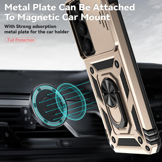 For Samsung Galaxy S24+ 5G Sliding Camshield Holder Phone Case(Gold)