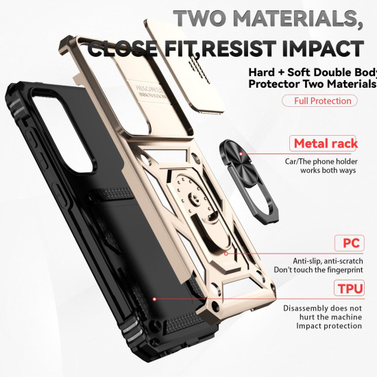 For Samsung Galaxy S24+ 5G Sliding Camshield Holder Phone Case(Gold)