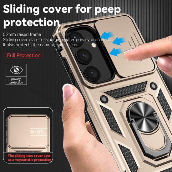For Samsung Galaxy S24+ 5G Sliding Camshield Holder Phone Case(Gold)