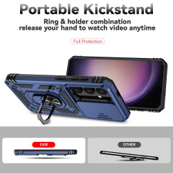 For Samsung Galaxy S24+ 5G Sliding Camshield Holder Phone Case(Blue)