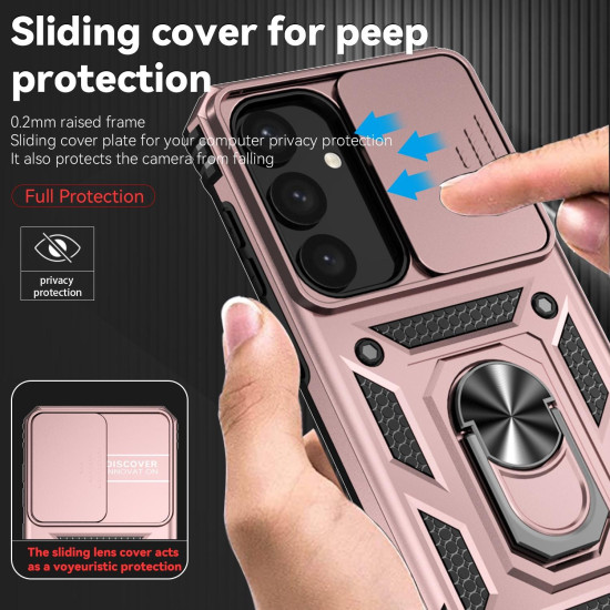 For Samsung Galaxy S24+ 5G Sliding Camshield Holder Phone Case(Rose Gold)