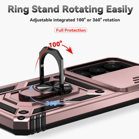 For Samsung Galaxy S24+ 5G Sliding Camshield Holder Phone Case(Rose Gold)