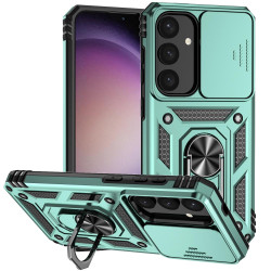 For Samsung Galaxy S24+ 5G Sliding Camshield Holder Phone Case(Dark Green)