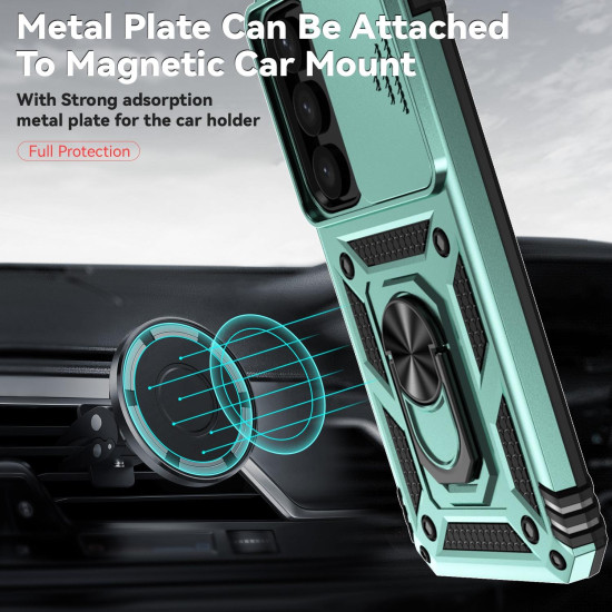 For Samsung Galaxy S24+ 5G Sliding Camshield Holder Phone Case(Dark Green)