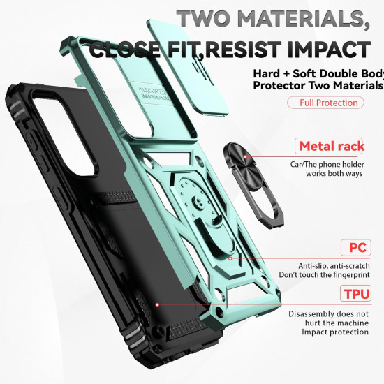 For Samsung Galaxy S24+ 5G Sliding Camshield Holder Phone Case(Dark Green)
