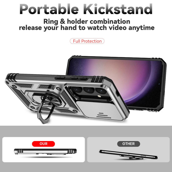 For Samsung Galaxy S24+ 5G Sliding Camshield Holder Phone Case(Silver)