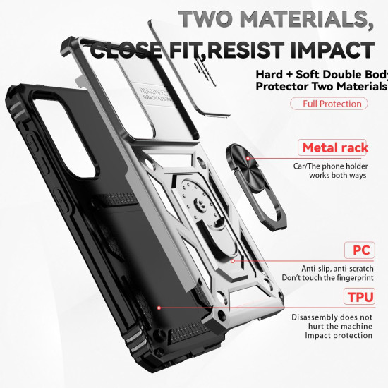 For Samsung Galaxy S24+ 5G Sliding Camshield Holder Phone Case(Silver)