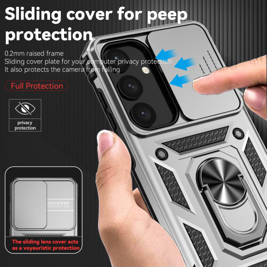 For Samsung Galaxy S24+ 5G Sliding Camshield Holder Phone Case(Silver)