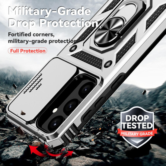 For Samsung Galaxy S24+ 5G Sliding Camshield Holder Phone Case(Silver)