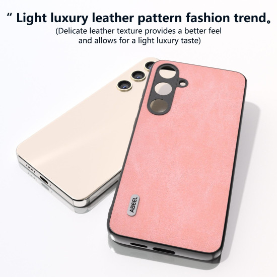 For Samsung Galaxy S24+ 5G ABEEL Elegant Series PU Leather Black Edge Phone Case(Pink)