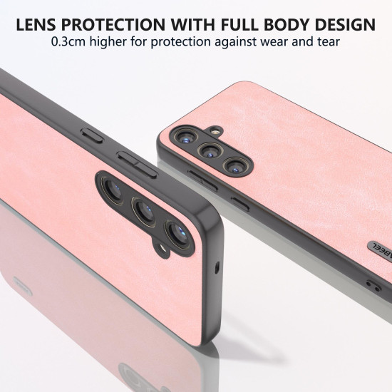 For Samsung Galaxy S24+ 5G ABEEL Elegant Series PU Leather Black Edge Phone Case(Pink)