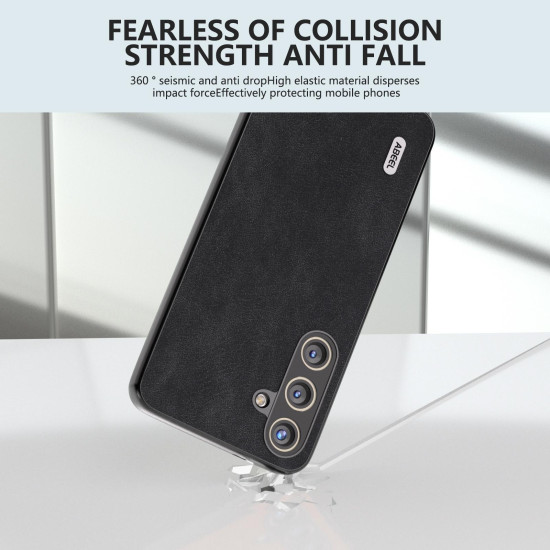 For Samsung Galaxy S24+ 5G ABEEL Elegant Series PU Leather Black Edge Phone Case(Black)