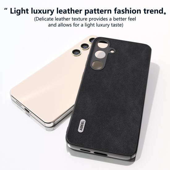 For Samsung Galaxy S24+ 5G ABEEL Elegant Series PU Leather Black Edge Phone Case(Black)