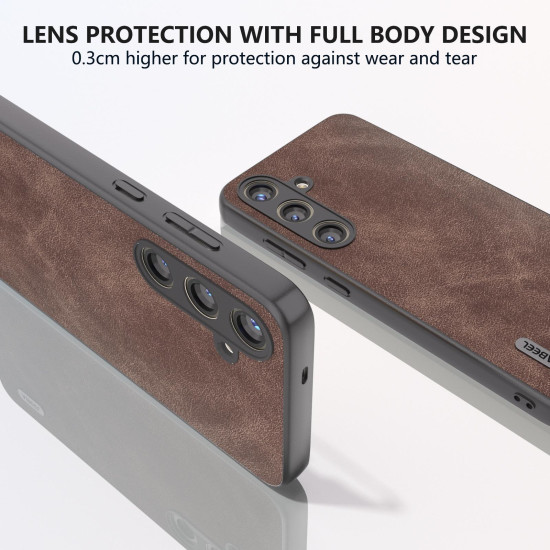 For Samsung Galaxy S24+ 5G ABEEL Elegant Series PU Leather Black Edge Phone Case(Coffee)