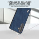 For Samsung Galaxy S24+ 5G ABEEL Elegant Series PU Leather Black Edge Phone Case(Blue)