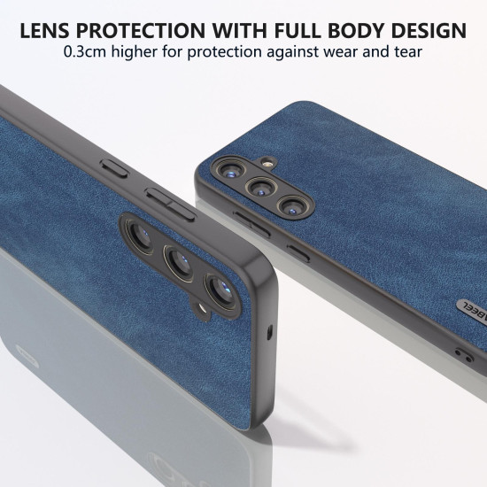 For Samsung Galaxy S24+ 5G ABEEL Elegant Series PU Leather Black Edge Phone Case(Blue)