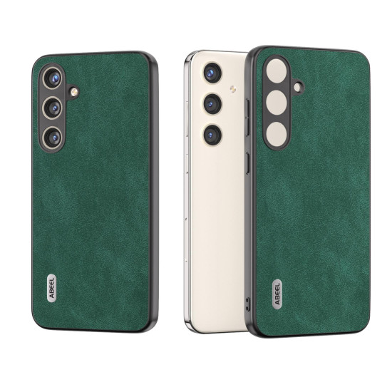 For Samsung Galaxy S24+ 5G ABEEL Elegant Series PU Leather Black Edge Phone Case(Green)