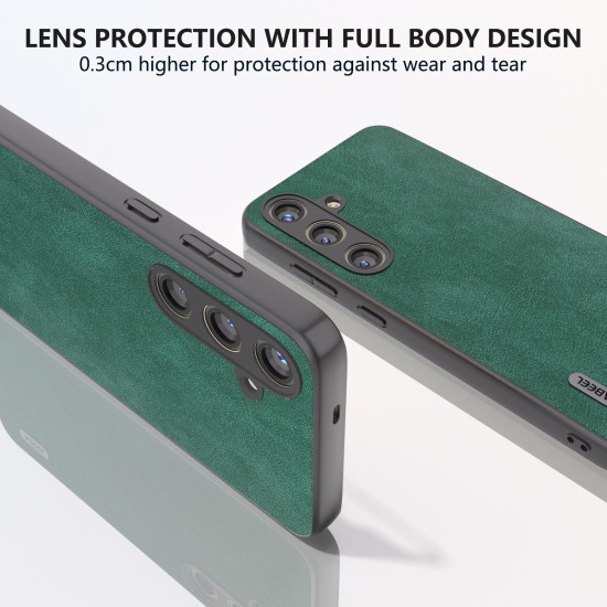 For Samsung Galaxy S24+ 5G ABEEL Elegant Series PU Leather Black Edge Phone Case(Green)