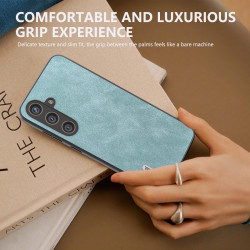 For Samsung Galaxy S24+ 5G ABEEL Elegant Series PU Leather Black Edge Phone Case(Light Blue)