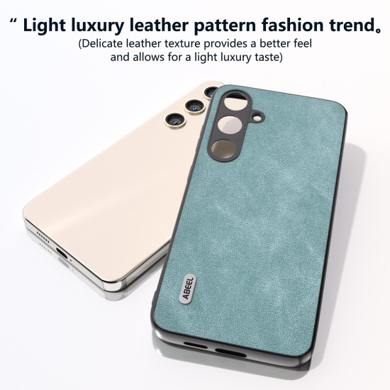 For Samsung Galaxy S24+ 5G ABEEL Elegant Series PU Leather Black Edge Phone Case(Light Blue)