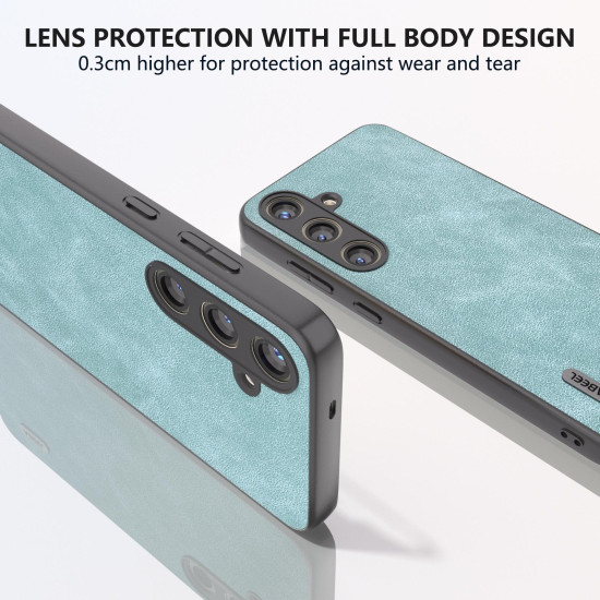 For Samsung Galaxy S24+ 5G ABEEL Elegant Series PU Leather Black Edge Phone Case(Light Blue)
