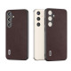For Samsung Galaxy S24+ 5G ABEEL Genuine Leather Elegant Black Edge Phone Case(Coffee)