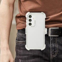 For Samsung Galaxy S24+ 5G Frosted PC+TPU Phone Case with Back Clip(White)