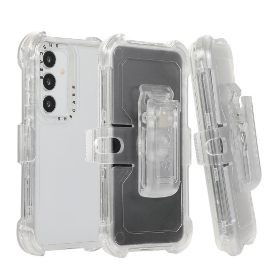 For Samsung Galaxy S24+ 5G Frosted PC+TPU Phone Case with Back Clip(White)