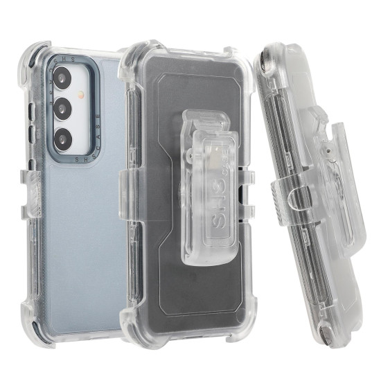 For Samsung Galaxy S24+ 5G Frosted PC+TPU Phone Case with Back Clip(Transparent Blue)