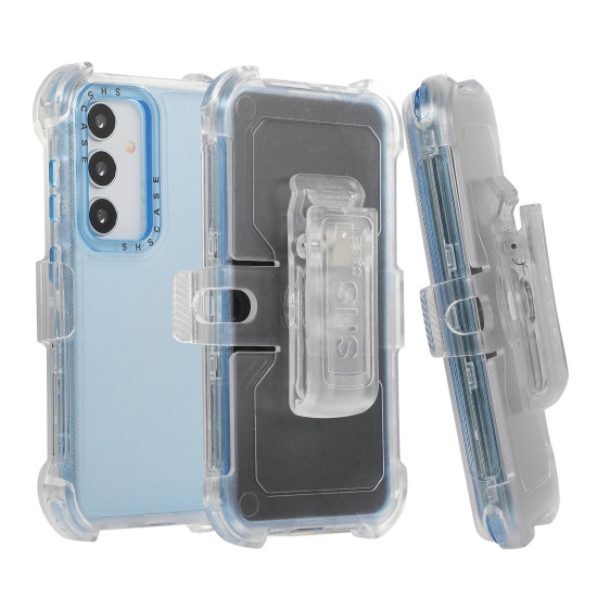 For Samsung Galaxy S24+ 5G Frosted PC+TPU Phone Case with Back Clip(Sky Blue)